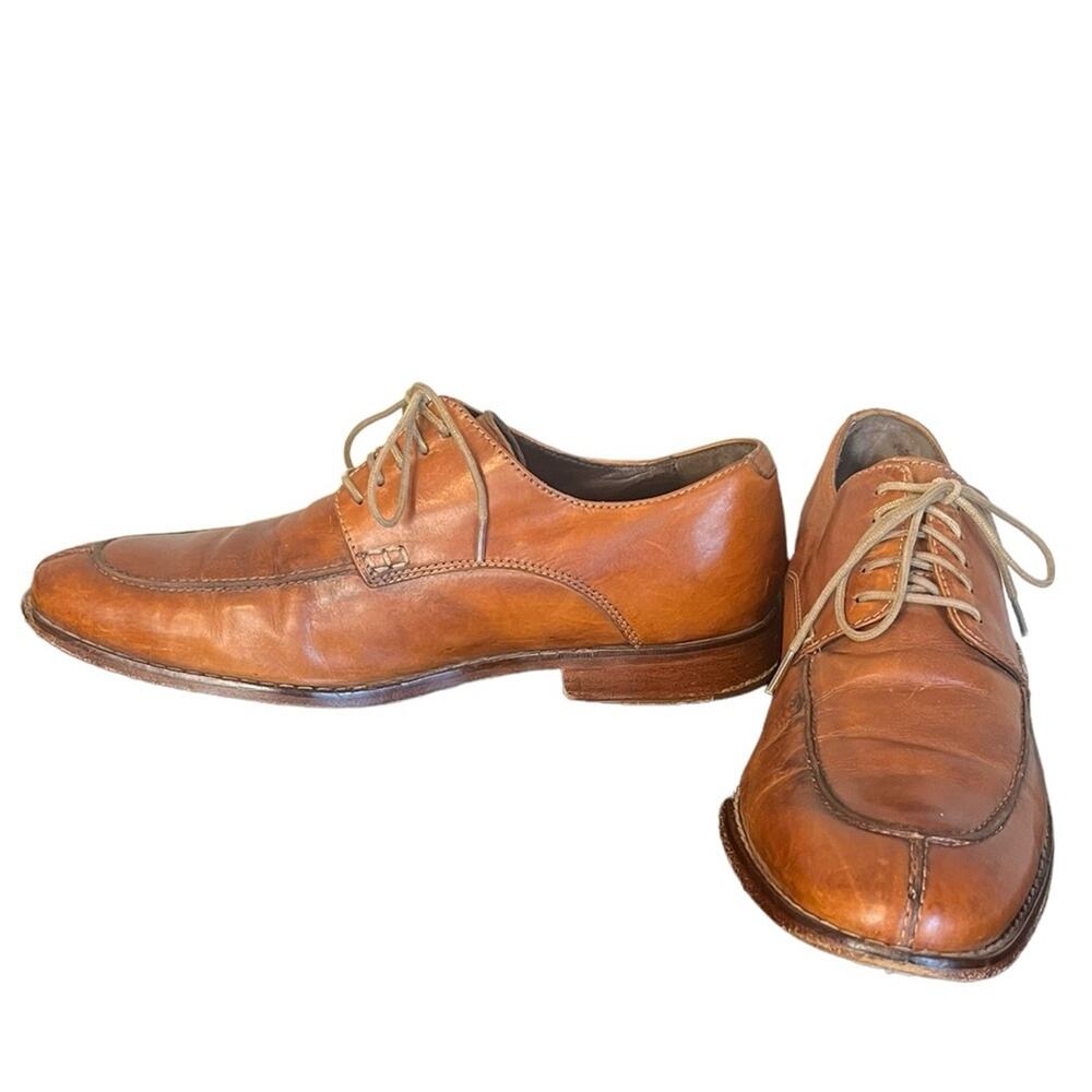 COLE HAAN Brown Leather Classic Lace Up‎ Oxford Stacked Heel Mens Size 9